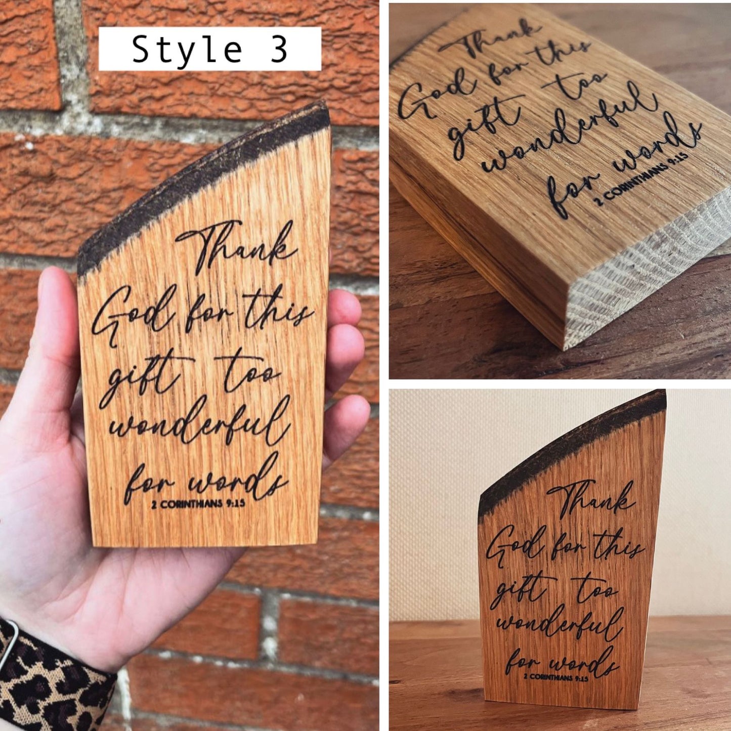 ‘Thank God for this gift' white oak plaque