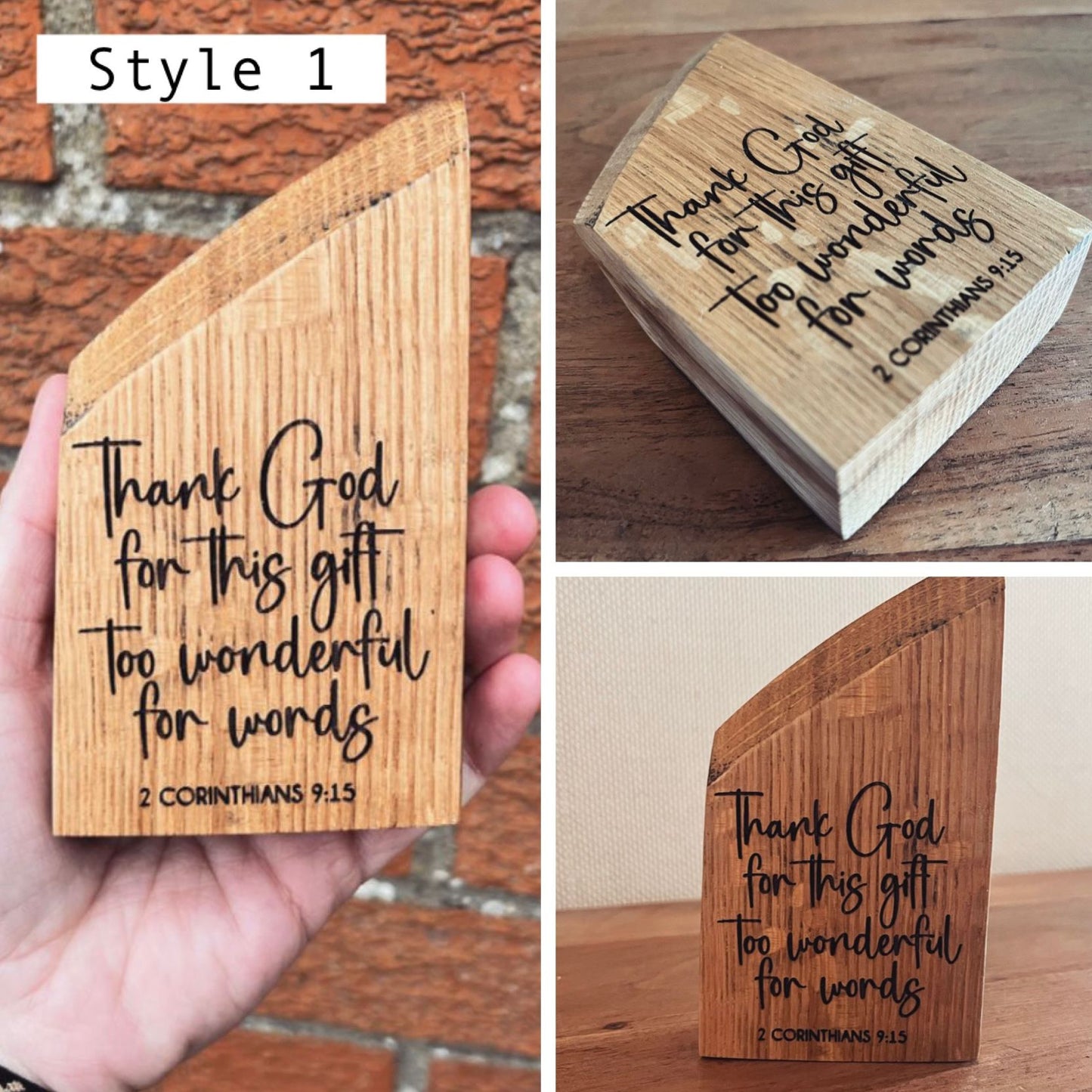 ‘Thank God for this gift' white oak plaque
