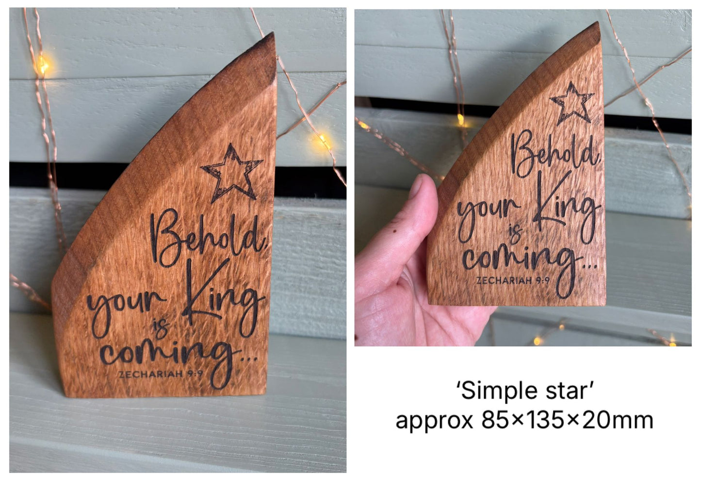 ❆ ‘Your king is coming' - laser engraved white oak Christmas plaque