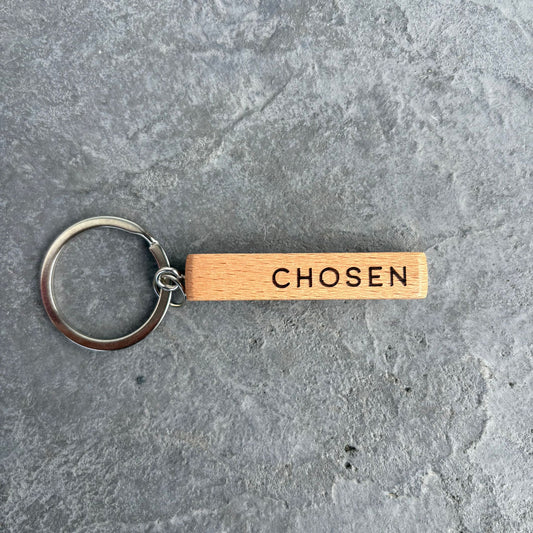 'Called, Chosen, Faithful' bar keyring