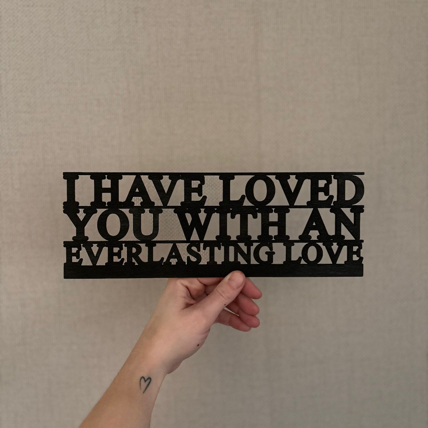 'I have loved you with an everlasting love' Silhouette TOPPER ONLY