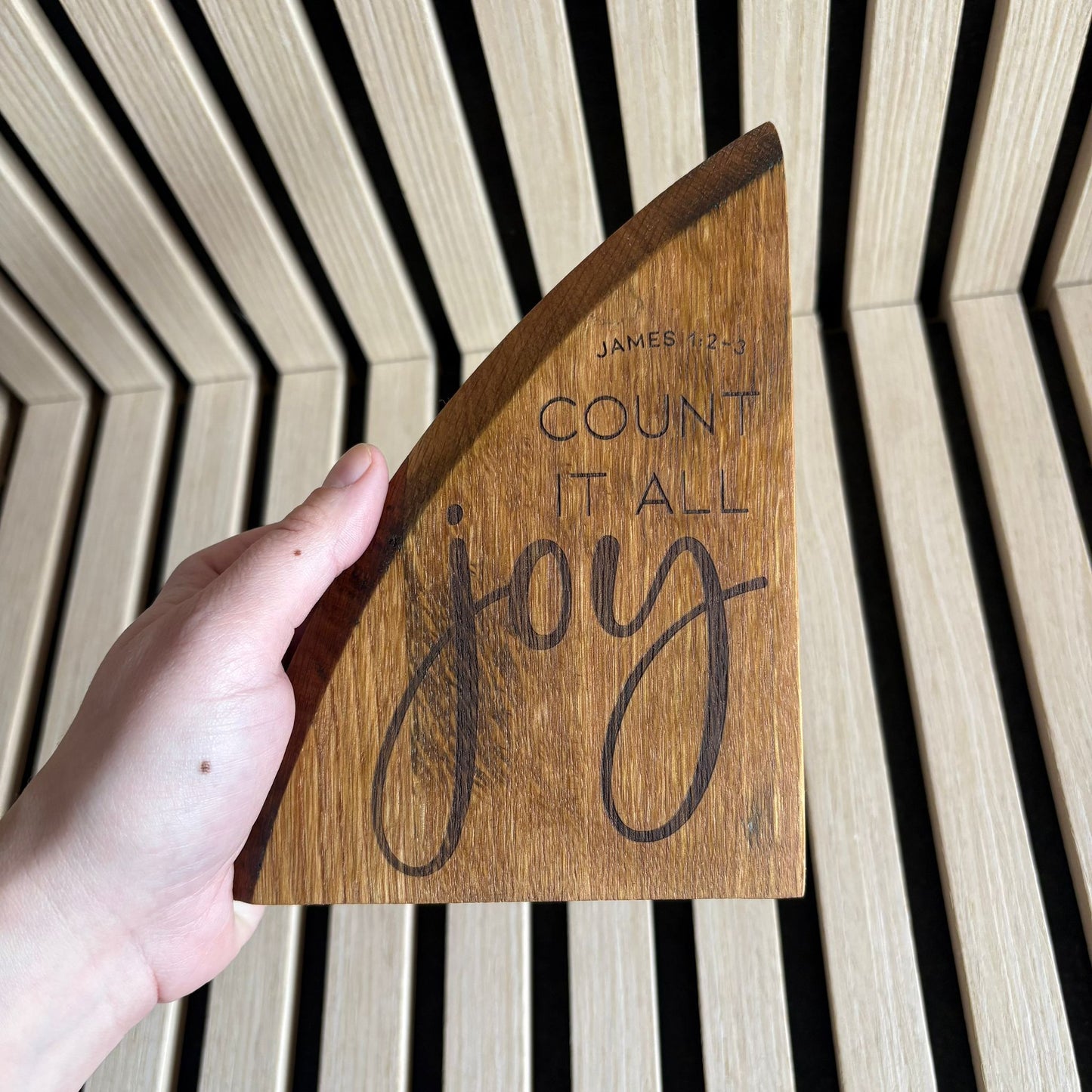 'Count it all joy' white oak decorative plaque