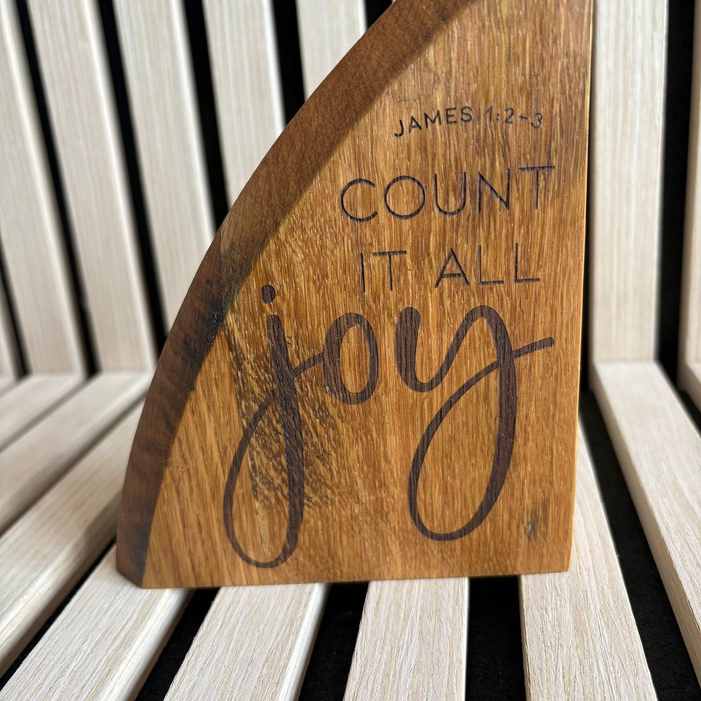 'Count it all joy' white oak decorative plaque
