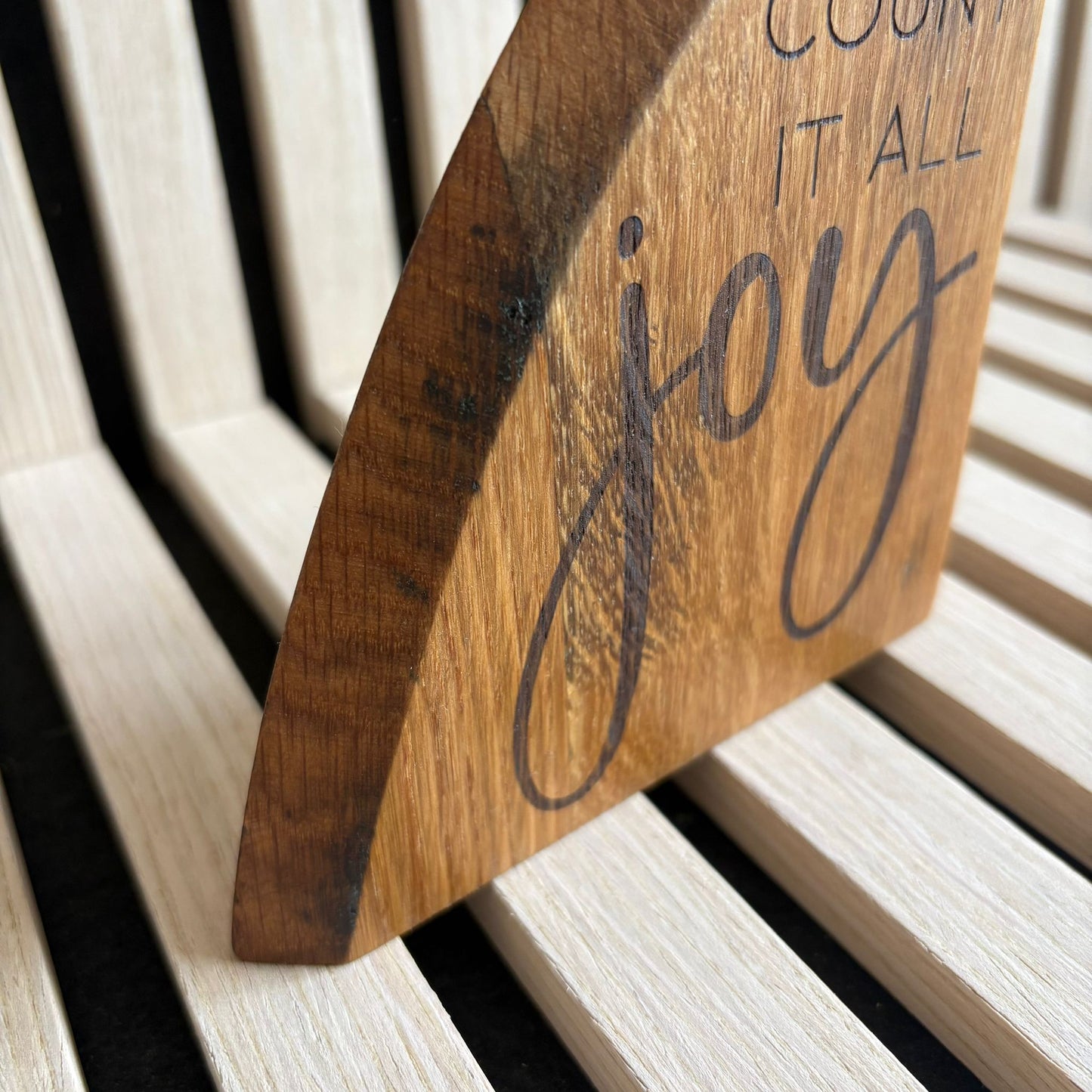 'Count it all joy' white oak decorative plaque