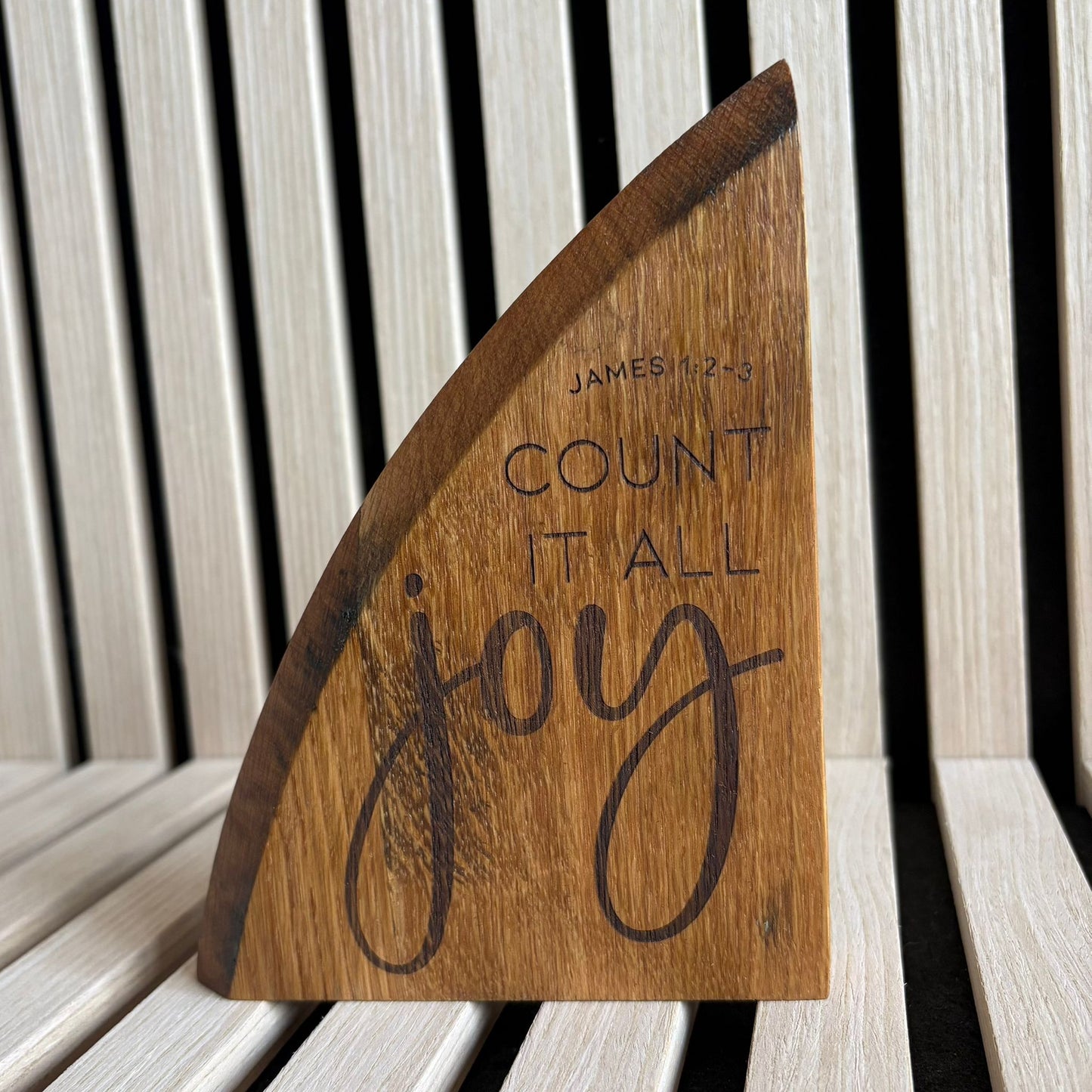 'Count it all joy' white oak decorative plaque