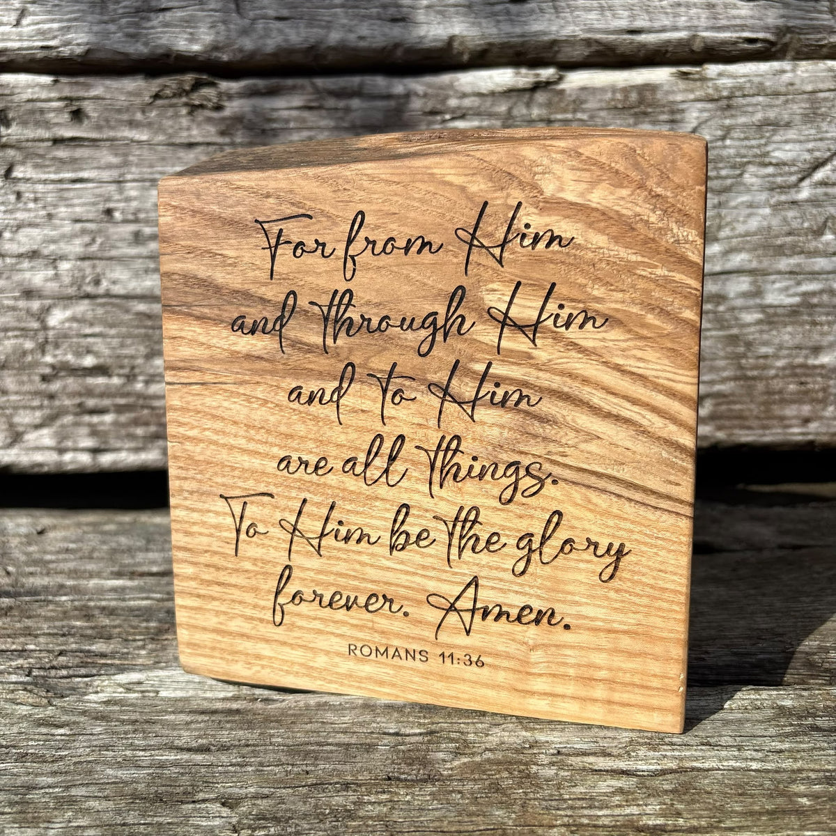 'To Him be the glory' live edge decorative plaque