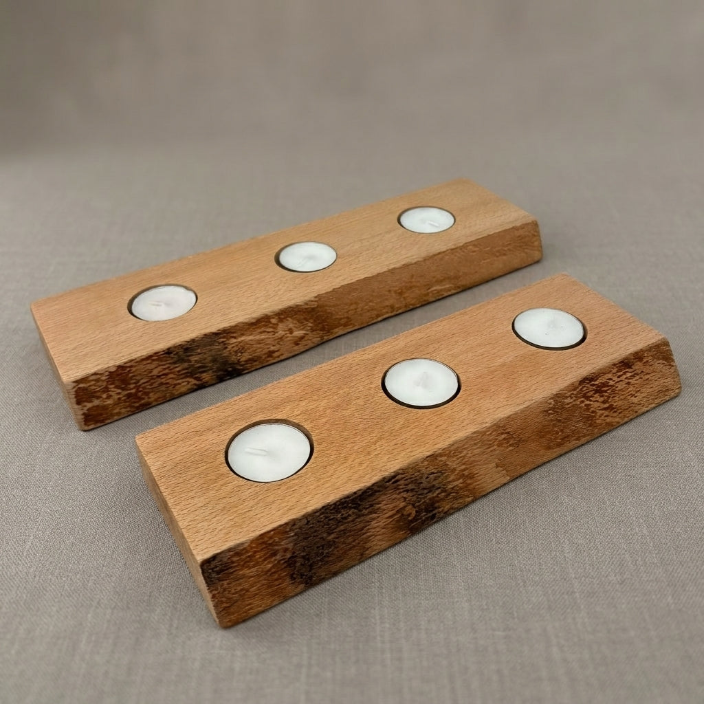 Live edge candle holder