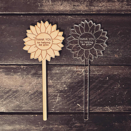 ‘Thank you for helping me grow' plant pick/bookmark