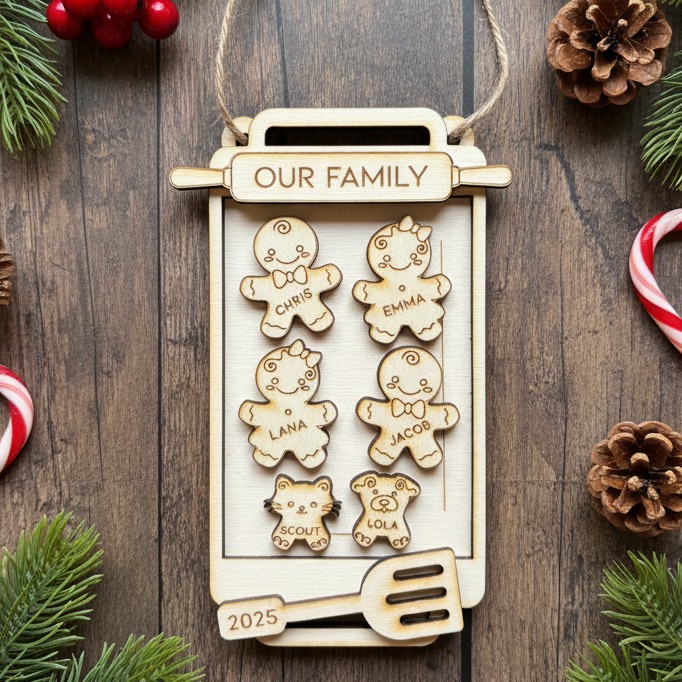 ❆ 'Gingerbread Family' - Personalised Christmas bauble