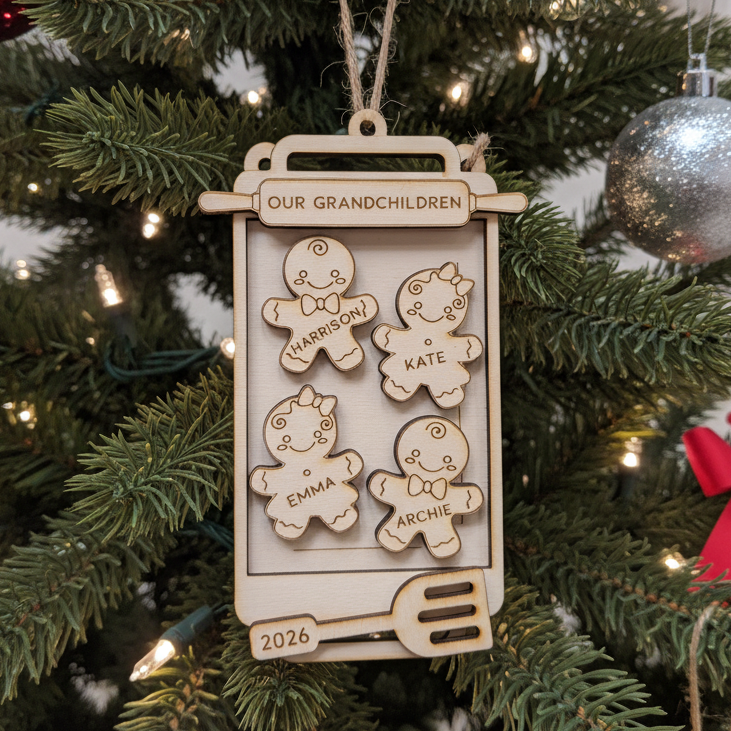 ❆'Gingerbread Family' - Personalised Christmas bauble