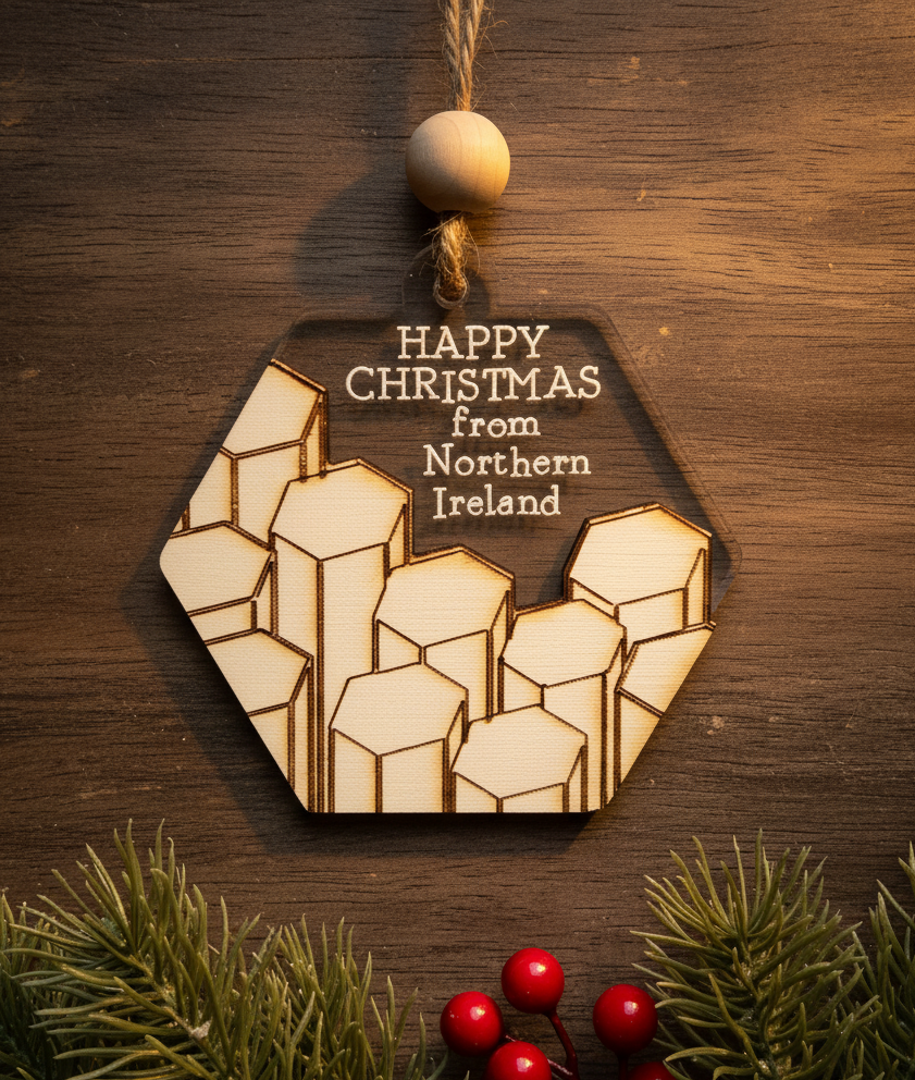 ❆ 'Happy Christmas from Northern Ireland' - Wood/Acrylic bauble