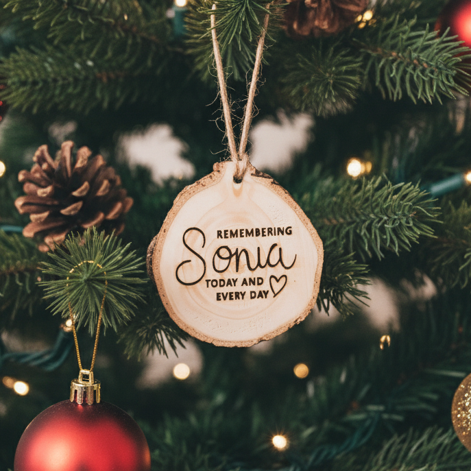 ❆ Remembrance log slice bauble