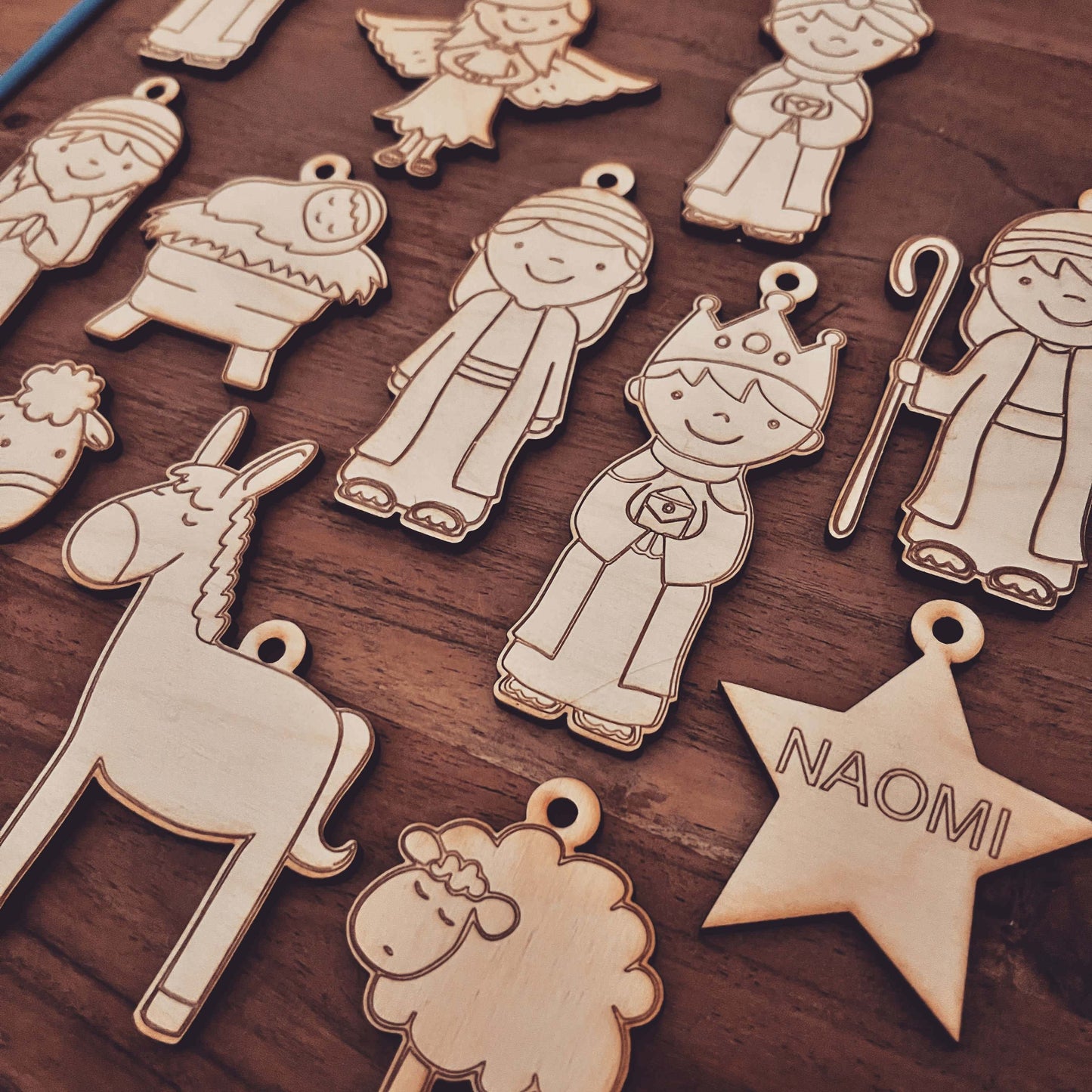 ❆ Christmas nativity themed wooden painting set for kids